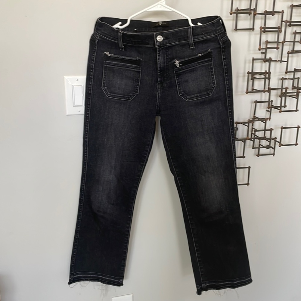 7 for all mankind black cropped denim